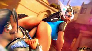 in the garden, symmetra explores her redux version during a pervy adventure