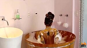 Brazilian tattooed amateur masturbates in ofuro.