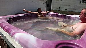 dayanara relaxes in the hot tub main 2