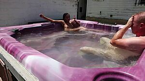 dayanara relaxes in the hot tub main 2