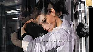 hot brunette fucks in gym