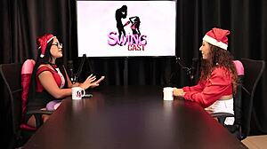 Brazilian swinger Jujube Delicia shares her lesbian group sex stories in lingerie for Christmas