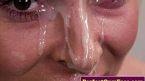 busty english babe loves jerking and sucking for messy facials