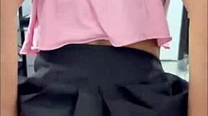 University student unexpectedly gives in to her classmate during their casual chat at school.