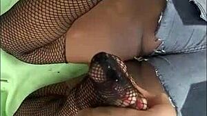 Small brunette begs for ass eating on island and moans loudly