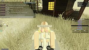 this blonde gets bent over for anal in roblox porn scene