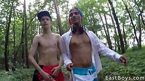 Cute twinks on adventure holidays having fun