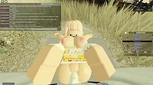 this blonde gets bent over for anal in roblox porn scene
