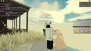 this blonde gets bent over for anal in roblox porn scene