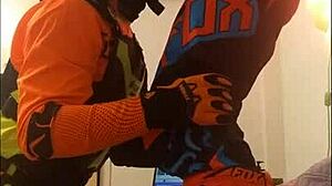 gay motocross blowjob in costumes