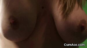 Slutty Bombshell Gets Bukkake Facial!