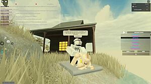 this blonde gets bent over for anal in roblox porn scene