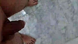 Enjoying a relaxing pee in the shower