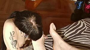 beth kinky licks clean daddy's dirty sweaty feet after long day