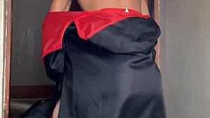 Milf in costume gets interracial quickie with big cock before her assignment, big ass and natural tits involved.