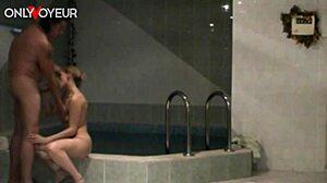 Homemade Voyeur Slutwife Meets Bull In Sauna For Mature Couple Cumshot