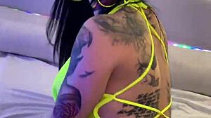 I'm sucking your cock in lingerie, piercing my pussy while riding you missionary style.