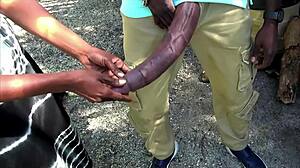 Flashing Huge Black Cock at Public Bus Stop, You Watching?