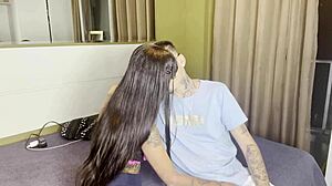 I got naked in front of my gay friend and he ate pussy for the first time.