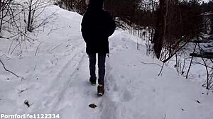 Amateur European Girl Feels Horny Dreaming Of Quick Fuck And Deepthroat In Snowy Public