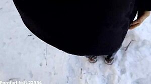 Amateur European Girl Feels Horny Dreaming Of Quick Fuck And Deepthroat In Snowy Public