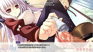 in this hentai, the femdom gives a footjob to declare her pink chastity