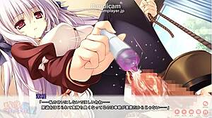 in this hentai, the femdom gives a footjob to declare her pink chastity