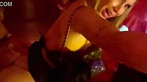 blonde hottie gets excited at the party