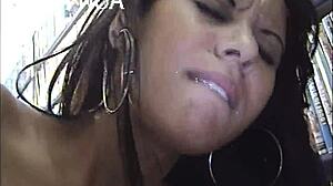 novinha sucks novinho's big cock in store