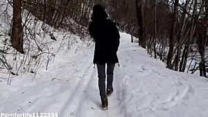 Amateur European Girl Feels Horny Dreaming Of Quick Fuck And Deepthroat In Snowy Public