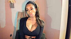 Tattooed Ebony Milf Fingers Her Big Tits And Pussy