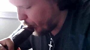 Gay guy gives blowjob to big black cock
