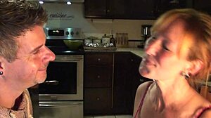 cute loving couple in the kitchen