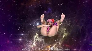 Тинейджерка 18+ любительница косплея как Скатах капает киской в мастурбации