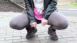 European Gay Crossdresser Meows While Flashing And Masturbating In Public