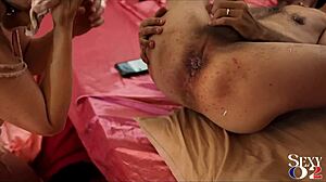 hey, check out this blonde slut in satin panties getting fucked doggystyle 😏