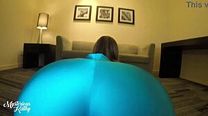 Squat Sweat Satisfies Fitness Babe Squirting in Yoga Shorts