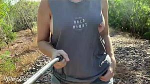 Wife Flashes Ripped Shirt in Public Dare