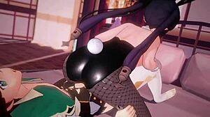 Mona seduces with intense cowgirl riding in hentai anime blowjob scene.