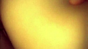 an old pot-bellied man fucks young beauty and cums on tits and ass