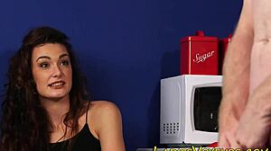 Clothed Brunette Watches Scene