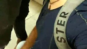Bisexual Machos Getting Oral in Public Metro Bathroom