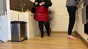 uhh, fat mother-in-law in pantyhose gets my cum in kitchen