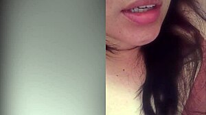 Sexy latina waits for cum on face