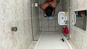 i went to friend's bathroom to pee but masturbated big pussy, forgot to lock door, friend entered and fucked me hard