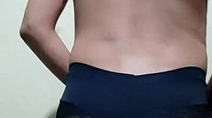 Gay guy tries on sexy underwear in teasing poses