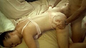 sexy french slut in lingerie gets fucked doggystyle with blowjob and pussy licking