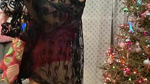 Anna Maria's mature latina Christmas special in red lingerie