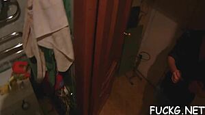 Guy In Glasses Roughly Bangs A Teen Slut