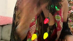 Anna Maria's mature latina Christmas special in red lingerie